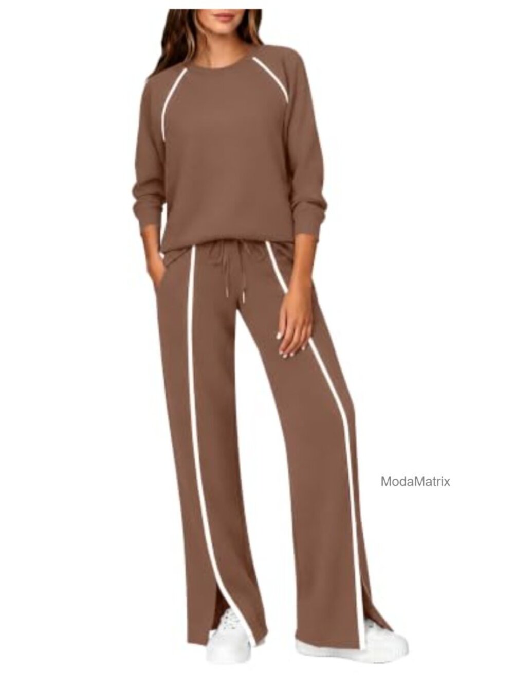 Womens 2 Piece Lounge Set Wide Leg Pants Tencel Blend Loungewear Tracksuit